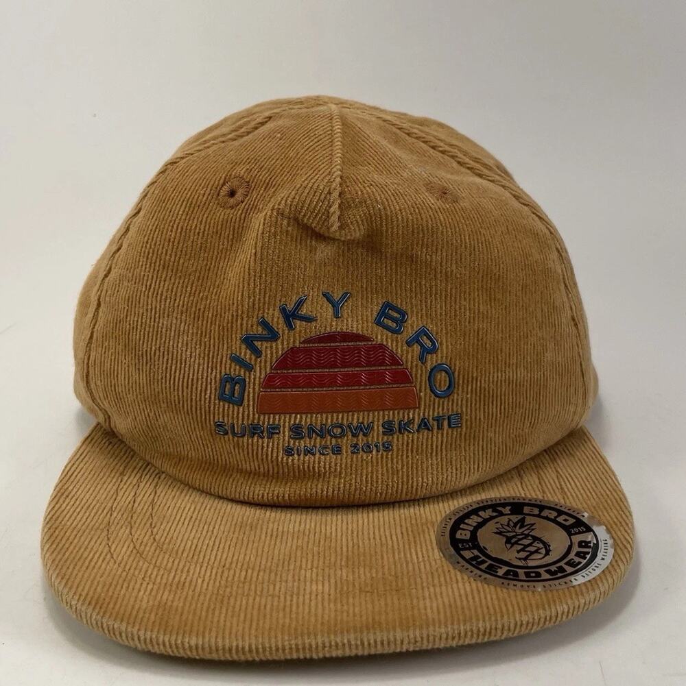 Binky Bro Corduroy Flat Bill Snapback Hat Infant Size 4 to 12 Months Tan Brown